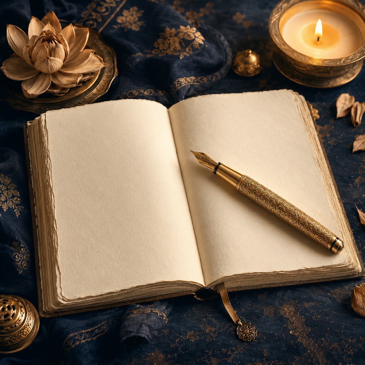 An open spiritual journal ready for reflection