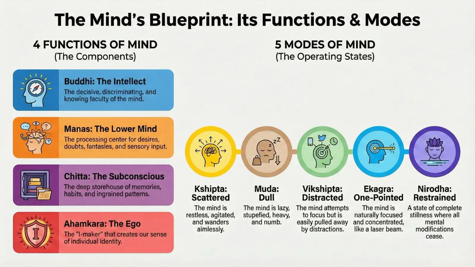 Visual teaching support for the five modes of Citta